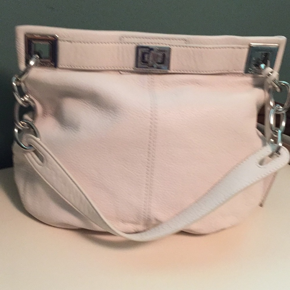Calvin Klein leather handbag. Bone color